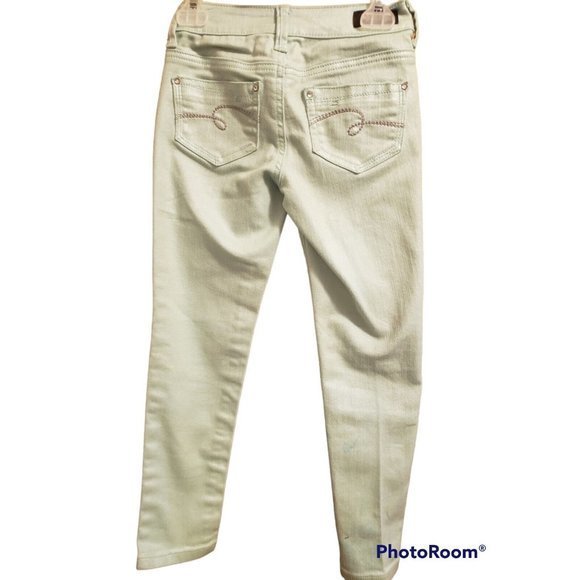 Justice Seafoam Green Metallic Super‎ Skinny Jeans, Girls Size 7R - Picture 2 of 6